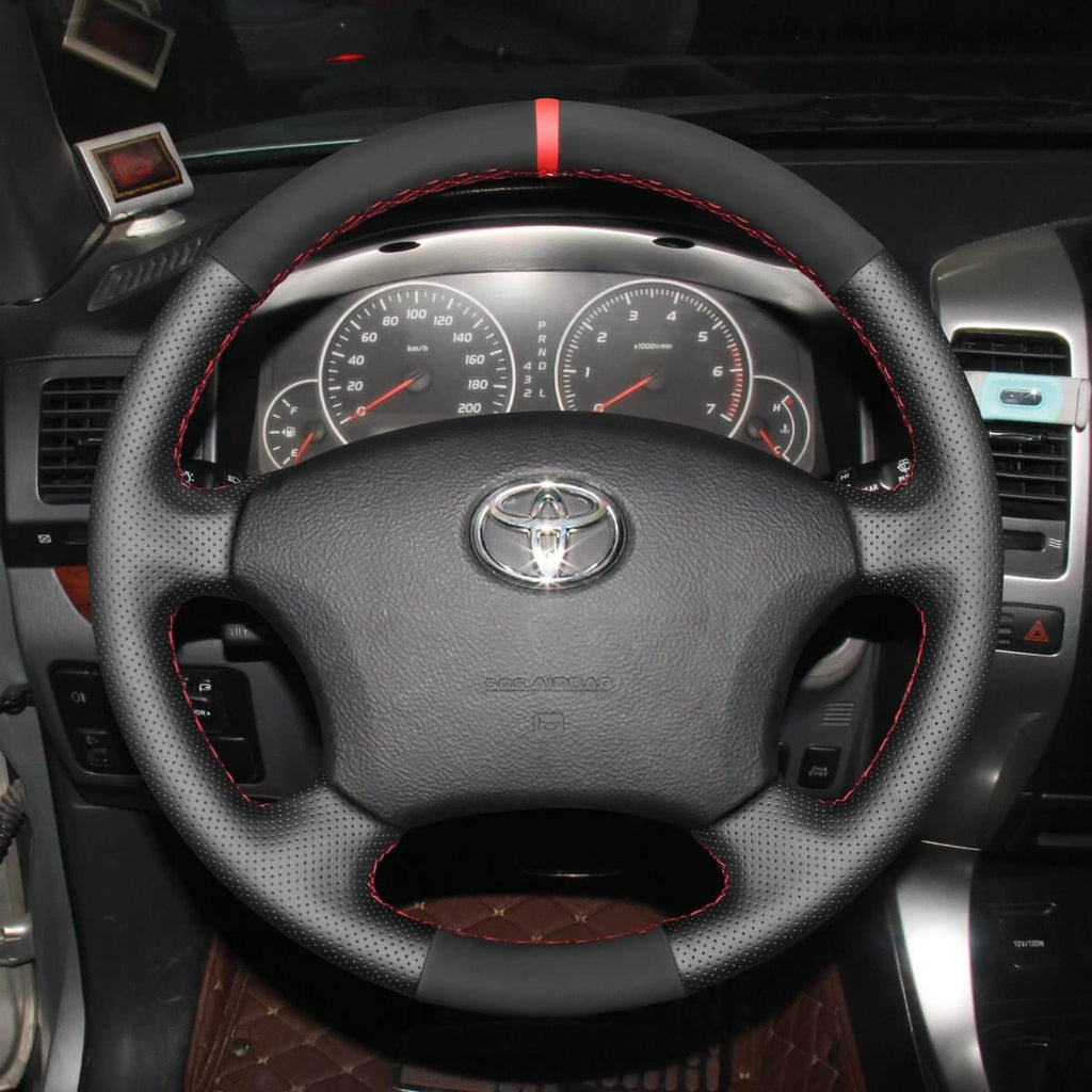 MEWANT Hand Stitch Car Steering Wheel Cover for Toyota Land Cruiser Prado Camry Kluger 2003 - 2011 - Alcantara, Leather, Carbon Fiber, Easy Install, Non - Slip, Best Steering Wheel Cover