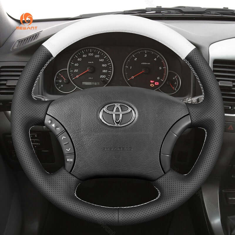 MEWANT Hand Stitch Car Steering Wheel Cover for Toyota Land Cruiser Prado Camry Kluger 2003 - 2011 - Alcantara, Leather, Carbon Fiber, Easy Install, Non - Slip, Best Steering Wheel Cover