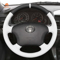 MEWANT Hand Stitch Car Steering Wheel Cover for Toyota Land Cruiser Prado Camry Kluger 2003 - 2011 - Alcantara, Leather, Carbon Fiber, Easy Install, Non - Slip, Best Steering Wheel Cover