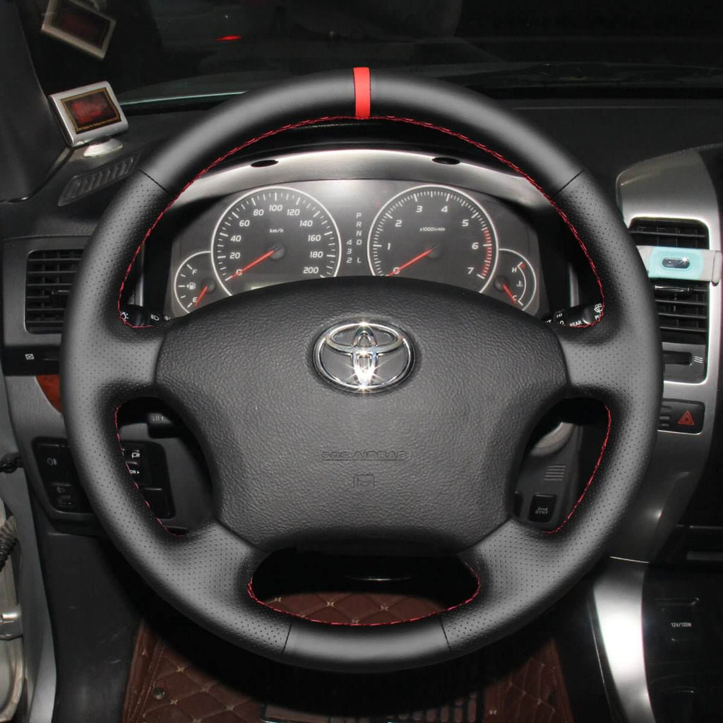 MEWANT Hand Stitch Car Steering Wheel Cover for Toyota Land Cruiser Prado Camry Kluger 2003 - 2011 - Alcantara, Leather, Carbon Fiber, Easy Install, Non - Slip, Best Steering Wheel Cover