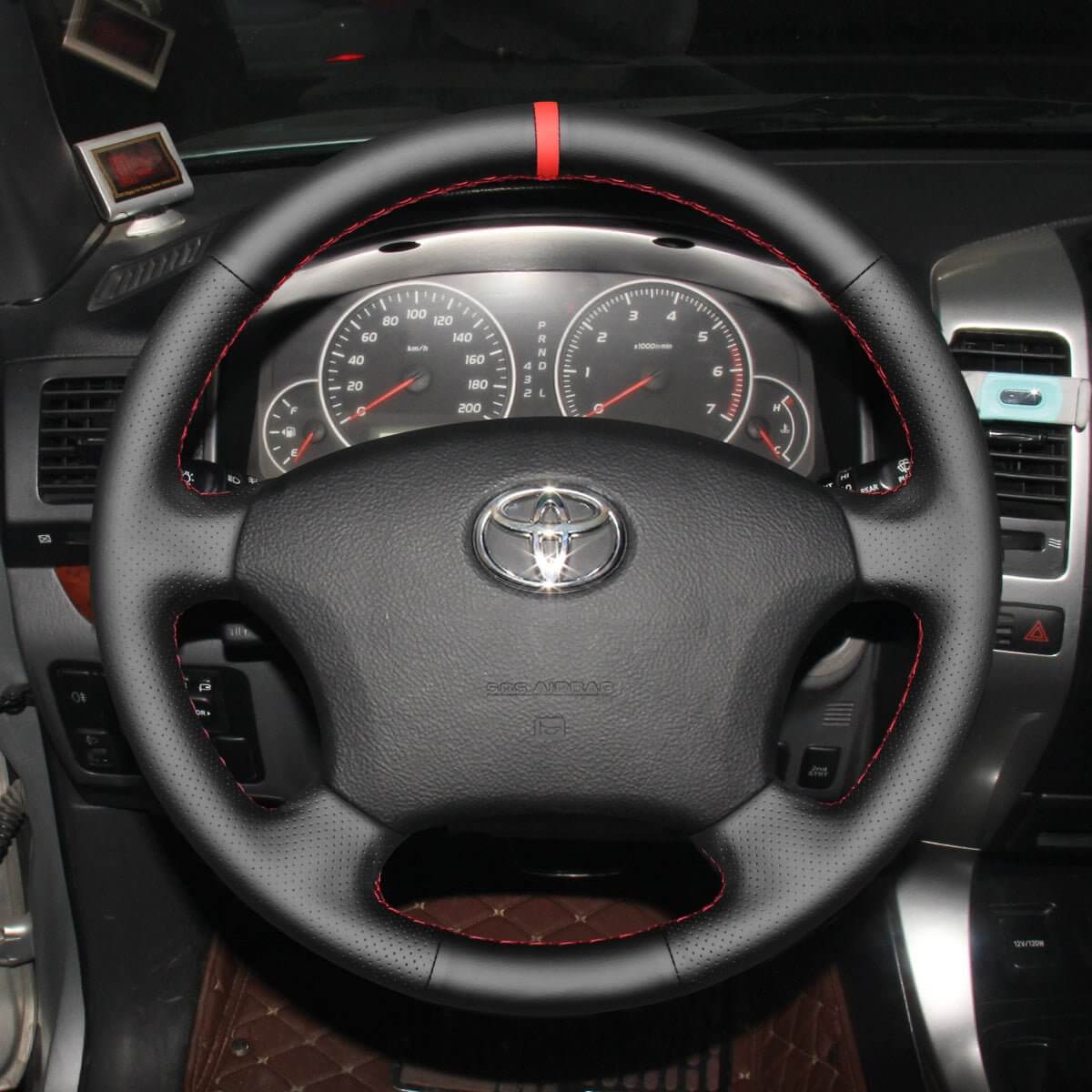 MEWANT Hand Stitch Car Steering Wheel Cover for Toyota Land Cruiser Prado Camry Kluger 2003 - 2011 - Alcantara, Leather, Carbon Fiber, Easy Install, Non - Slip, Best Steering Wheel Cover