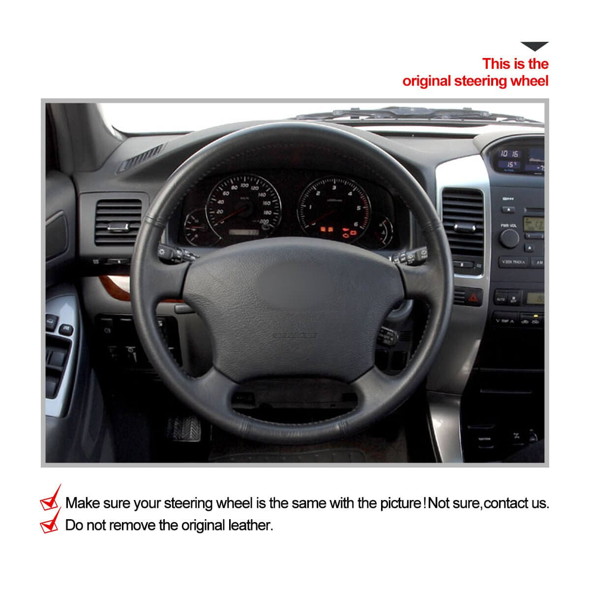 MEWANT Hand Stitch Car Steering Wheel Cover for Toyota Land Cruiser Prado Camry Kluger 2003 - 2011 - Alcantara, Leather, Carbon Fiber, Easy Install, Non - Slip, Best Steering Wheel Cover
