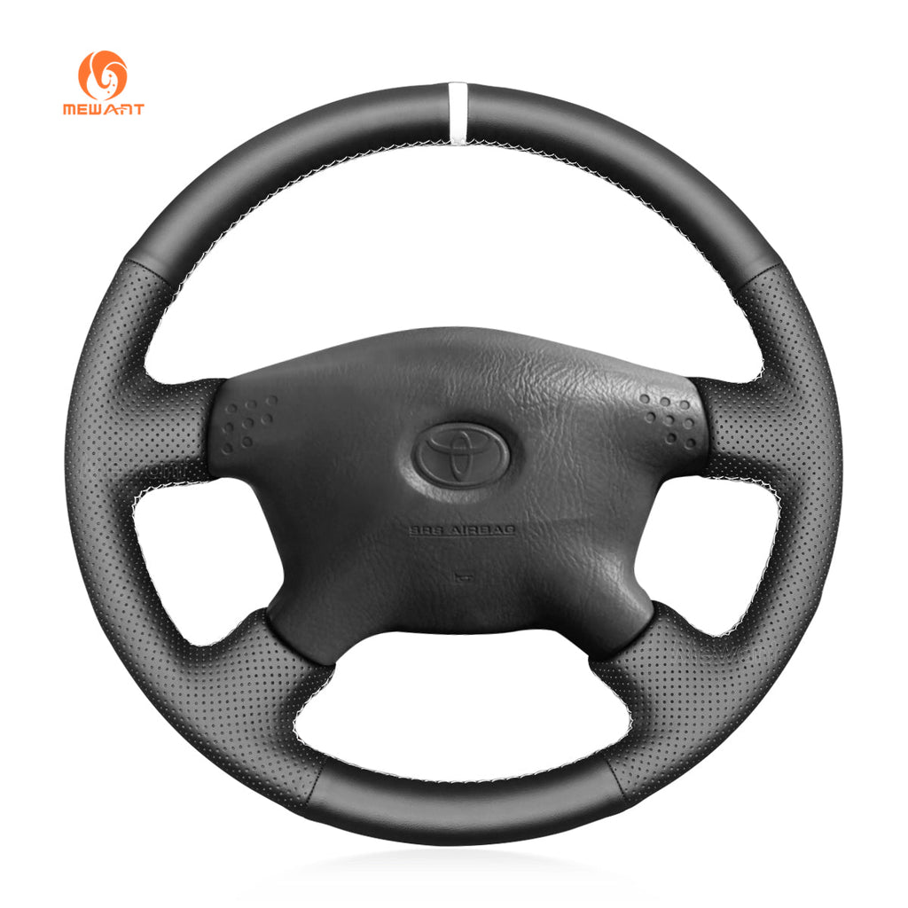 MEWANT Hand Stitch Car Steering Wheel Cover for Toyota Tacoma 2001 - 2004 / Tundra 2001 - 2002 / Sequoia 2001 - 2002 / Hilux 2001 - 2005 - Alcantara, Leather, Carbon Fiber, Easy Install, Non - Slip, Best Steering Wheel Cover