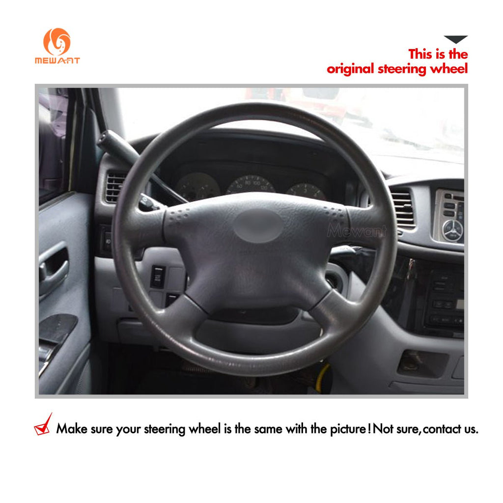 MEWANT Hand Stitch Car Steering Wheel Cover for Toyota Tacoma 2001 - 2004 / Tundra 2001 - 2002 / Sequoia 2001 - 2002 / Hilux 2001 - 2005 - Alcantara, Leather, Carbon Fiber, Easy Install, Non - Slip, Best Steering Wheel Cover