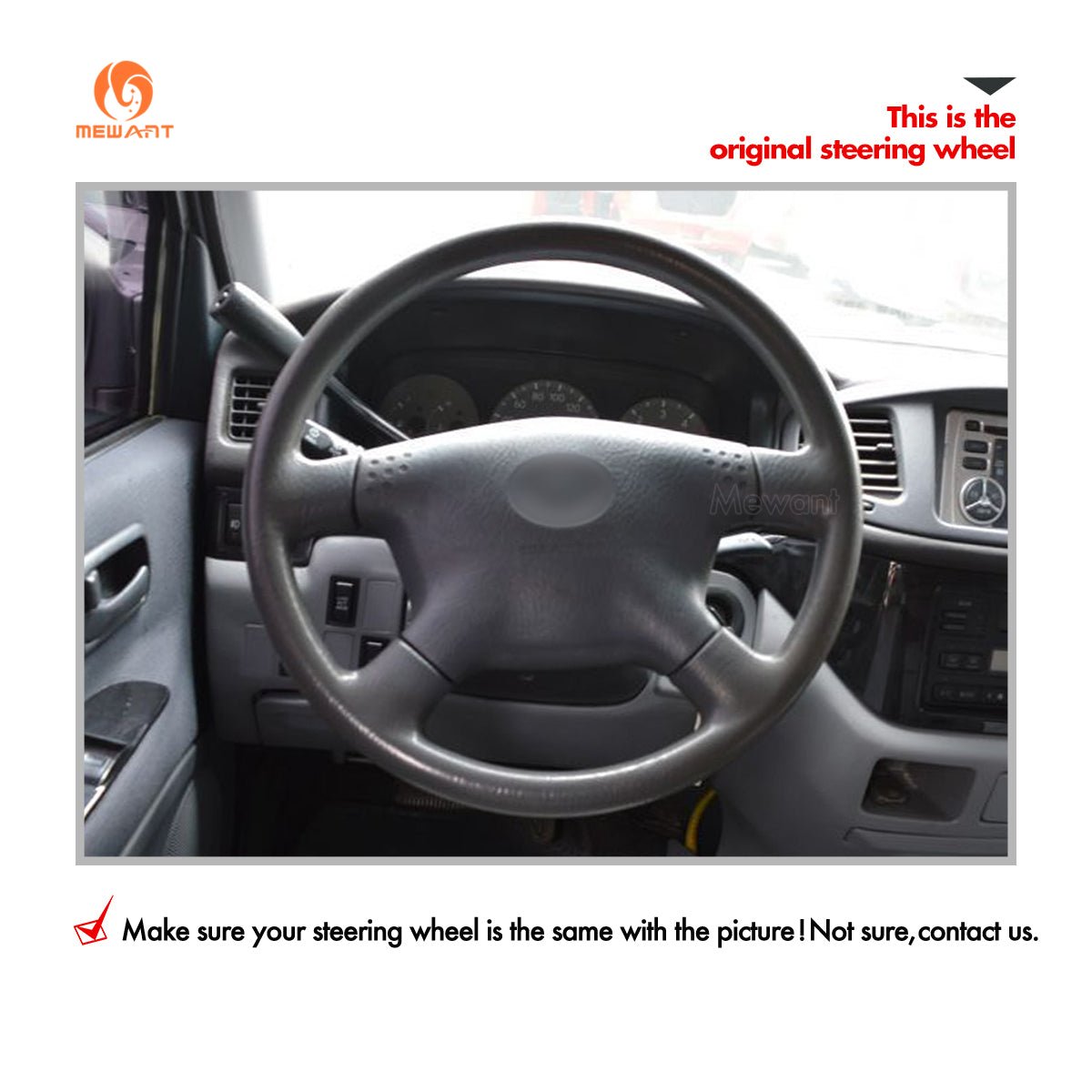 MEWANT Hand Stitch Car Steering Wheel Cover for Toyota Tacoma 2001 - 2004 / Tundra 2001 - 2002 / Sequoia 2001 - 2002 / Hilux 2001 - 2005 - Alcantara, Leather, Carbon Fiber, Easy Install, Non - Slip, Best Steering Wheel Cover