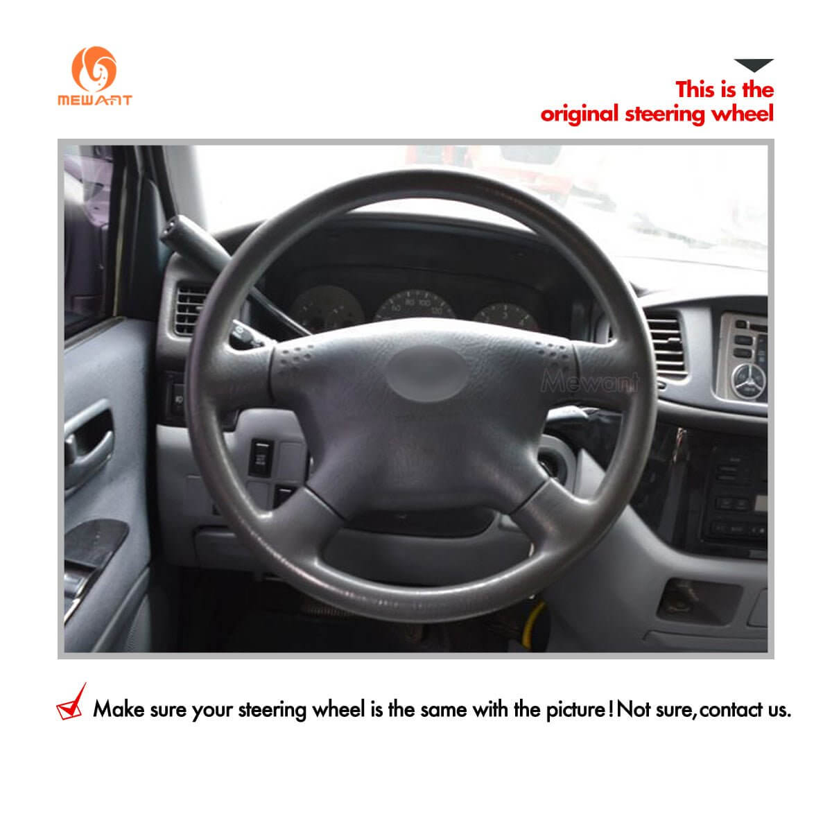 MEWANT Hand Stitch Car Steering Wheel Cover for Toyota Tacoma 2001 - 2004 / Tundra 2001 - 2002 / Sequoia 2001 - 2002 / Hilux 2001 - 2005 - Alcantara, Leather, Carbon Fiber, Easy Install, Non - Slip, Best Steering Wheel Cover
