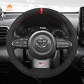 MEWANT Hand Stitch Car Steering Wheel Cover for Toyota Yaris GR 2020 - 2022 - Alcantara, Leather, Carbon Fiber, Easy Install, Non - Slip, Best Steering Wheel Cover