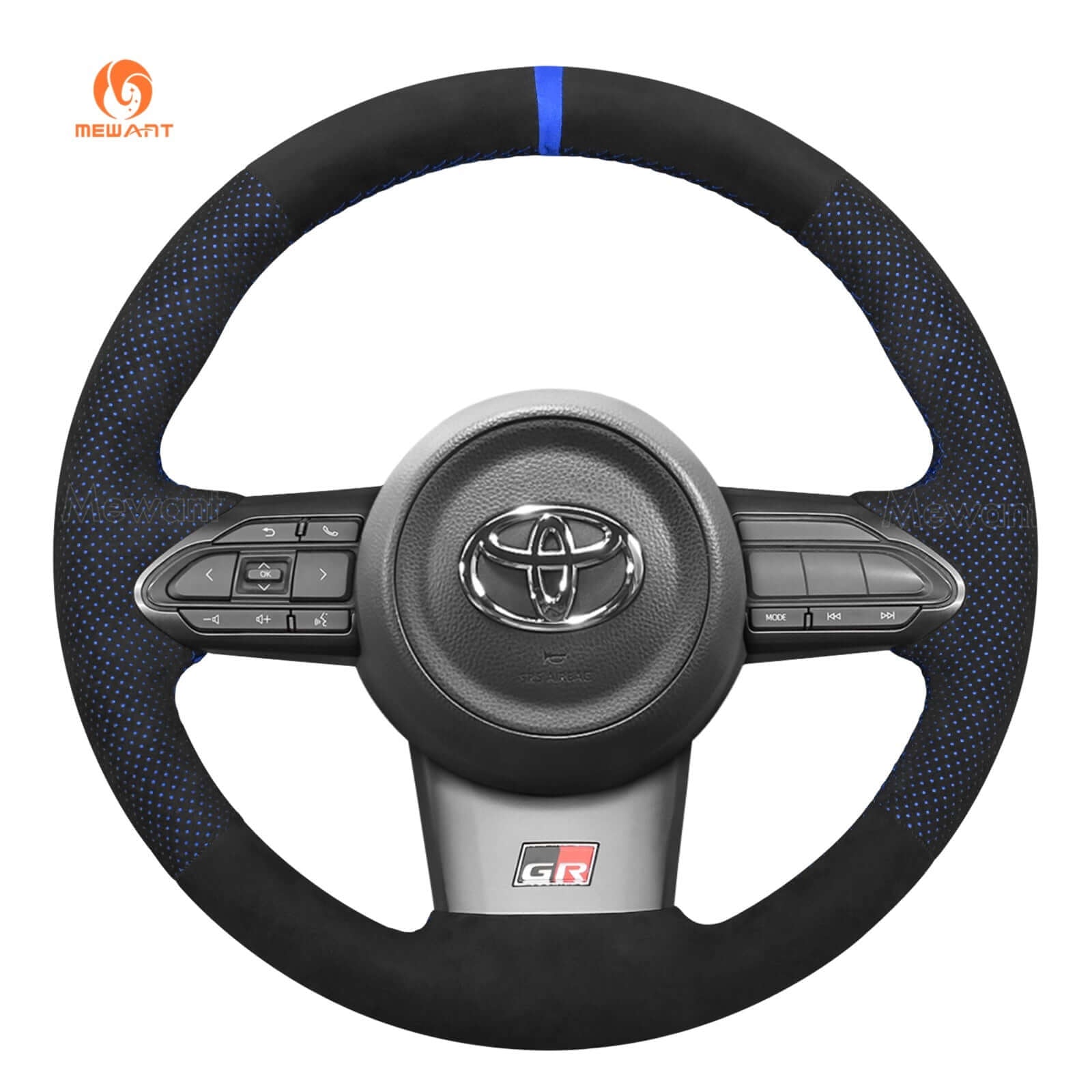 MEWANT Hand Stitch Car Steering Wheel Cover for Toyota Yaris GR 2020 - 2022 - Alcantara, Leather, Carbon Fiber, Easy Install, Non - Slip, Best Steering Wheel Cover
