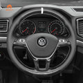 MEWANT Hand Stitch Car Steering Wheel Cover for Volkswagen VW Amarok T6 California T6 Caravelle T6 Kombi T6 Multivan T6 Transporter - Alcantara, Leather, Carbon Fiber, Easy Install, Non - Slip, Best Steering Wheel Cover