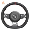 MEWANT Hand Stitch Car Steering Wheel Cover for Volkswagen VW Golf GTI 7 2015 - 2021 / Golf R 2015 - 2019 / Jetta GLI 2015 - 2018 - Alcantara, Leather, Carbon Fiber, Easy Install, Non - Slip, Best Steering Wheel Cover