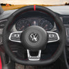 MEWANT Hand Stitch Car Steering Wheel Cover for Volkswagen VW Golf GTI 7 2015 - 2021 / Golf R 2015 - 2019 / Jetta GLI 2015 - 2018 - Alcantara, Leather, Carbon Fiber, Easy Install, Non - Slip, Best Steering Wheel Cover
