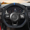 MEWANT Hand Stitch Car Steering Wheel Cover for Volkswagen VW Golf GTI 7 2015 - 2021 / Golf R 2015 - 2019 / Jetta GLI 2015 - 2018 - Mewant Cover