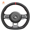 MEWANT Hand Stitch Car Steering Wheel Cover for Volkswagen VW Golf GTI 7 2015 - 2021 / Golf R 2015 - 2019 / Jetta GLI 2015 - 2018 - Alcantara, Leather, Carbon Fiber, Easy Install, Non - Slip, Best Steering Wheel Cover