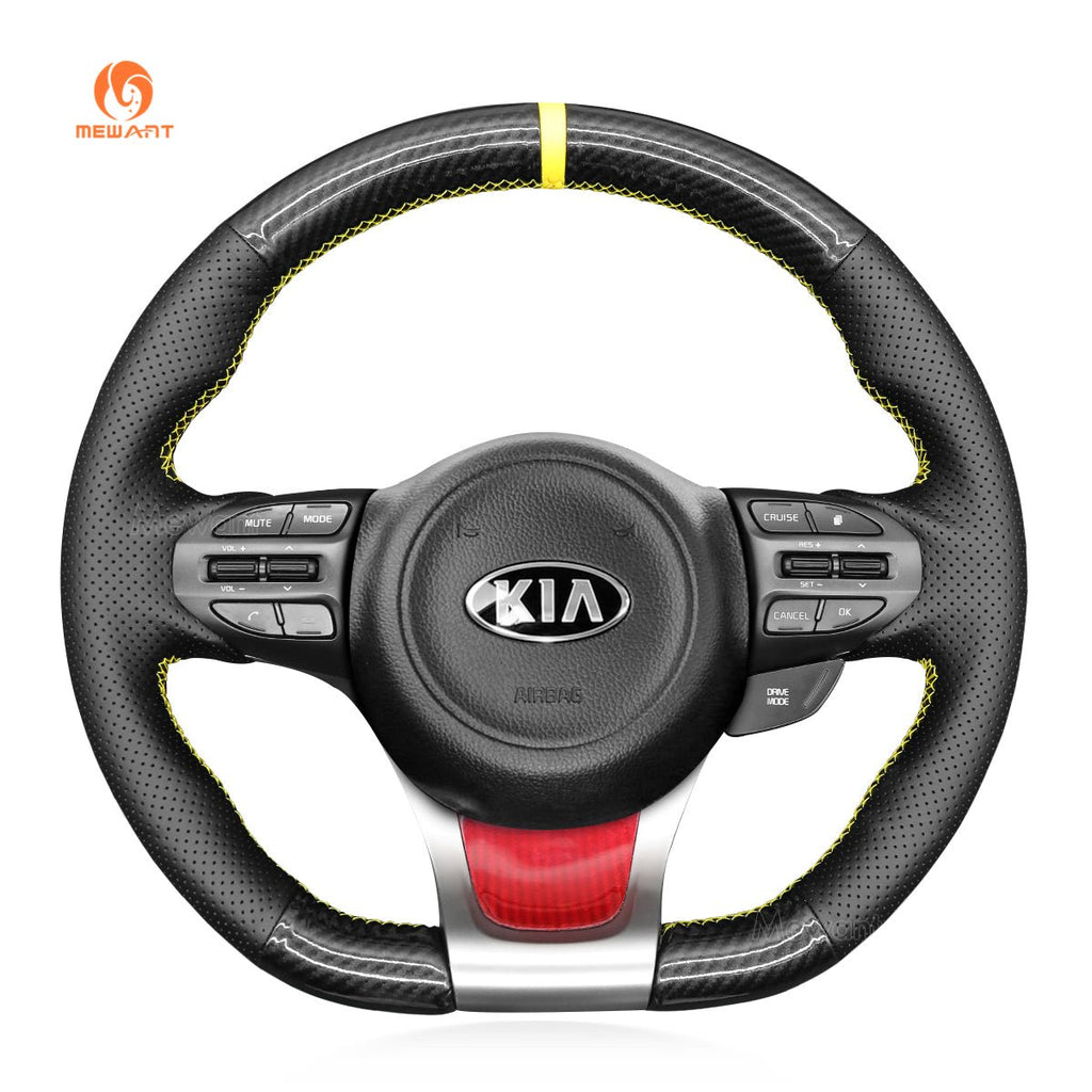 MEWANT Hand Stitch Car Steering Wheel for Kia Ceed Cee'd 2 (GT) / Proceed Pro Ceed (GT) / Optima - Alcantara, Leather, Carbon Fiber, Easy Install, Non - Slip, Best Steering Wheel Cover