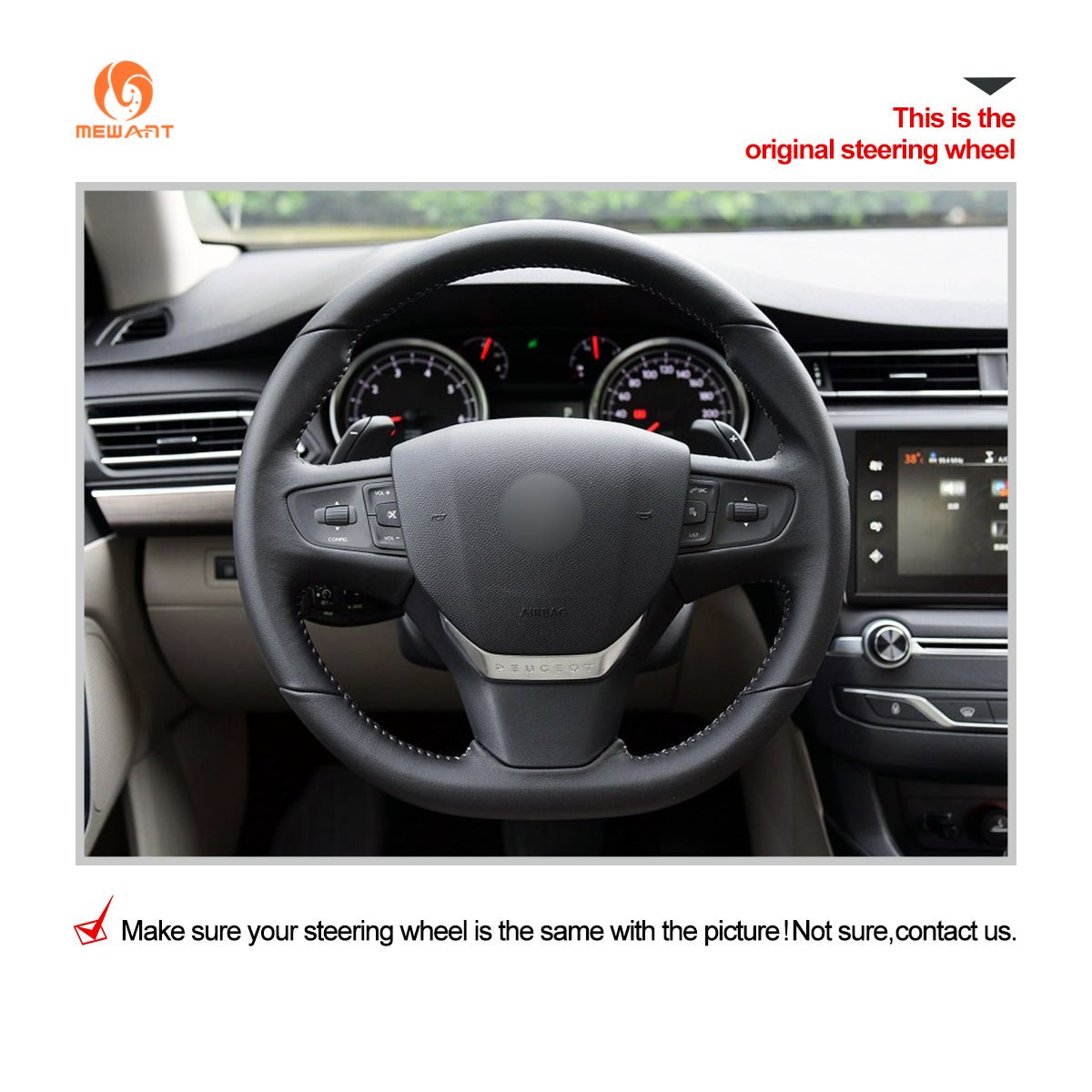 MEWANT Hand Stitch Car Steering Wheel Peugeot Expert Traveller / for Peugeot Expert 2016 - 2025 / Traveller 2016 - 2025 - Alcantara, Leather, Carbon Fiber, Easy Install, Non - Slip, Best Steering Wheel Cover