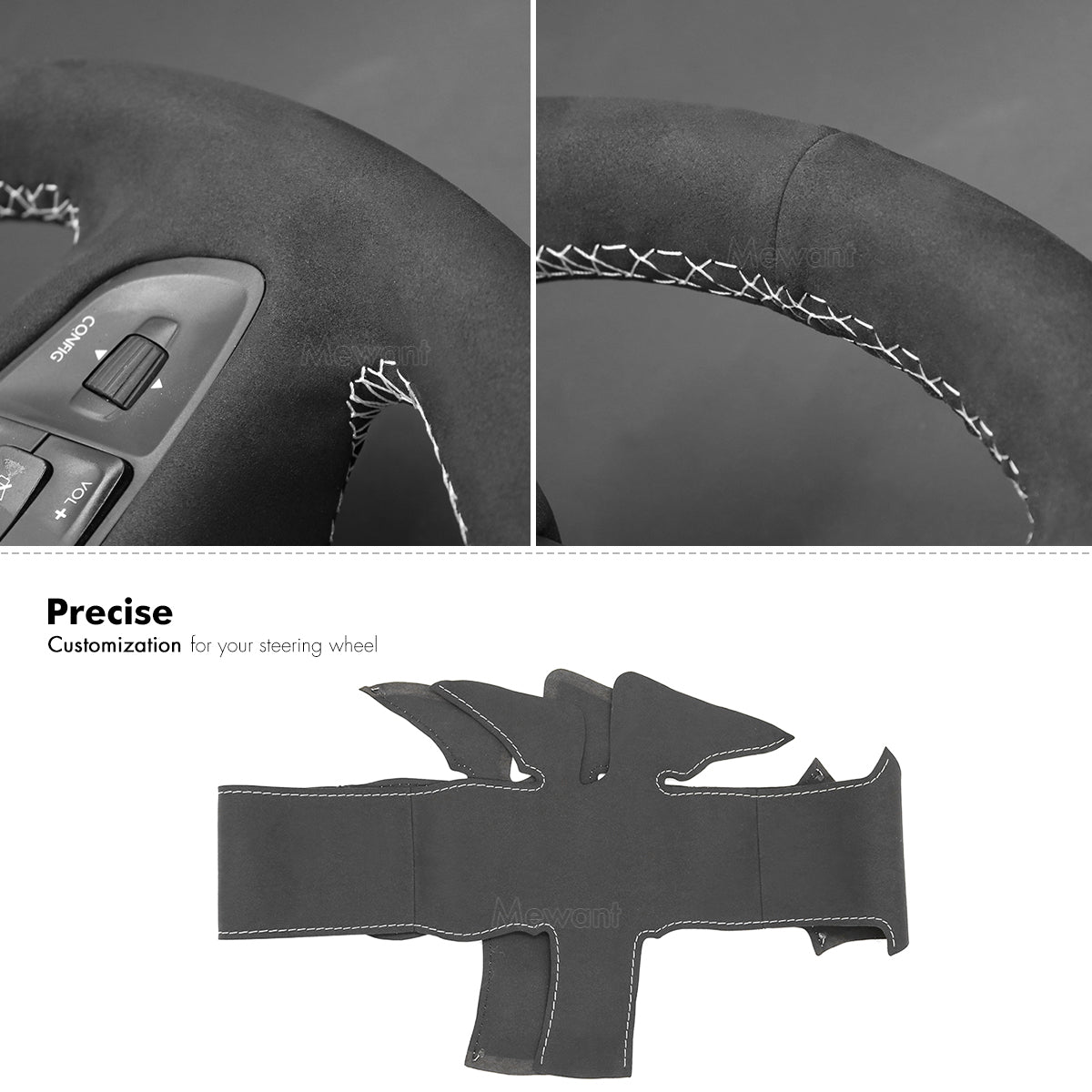 MEWANT Hand Stitch Car Steering Wheel Peugeot Expert Traveller / for Peugeot Expert 2016 - 2025 / Traveller 2016 - 2025 - Alcantara, Leather, Carbon Fiber, Easy Install, Non - Slip, Best Steering Wheel Cover