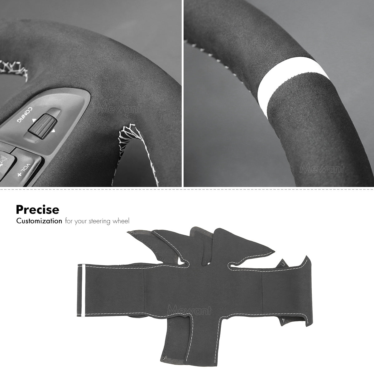 MEWANT Hand Stitch Car Steering Wheel Peugeot Expert Traveller / for Peugeot Expert 2016 - 2025 / Traveller 2016 - 2025 - Alcantara, Leather, Carbon Fiber, Easy Install, Non - Slip, Best Steering Wheel Cover