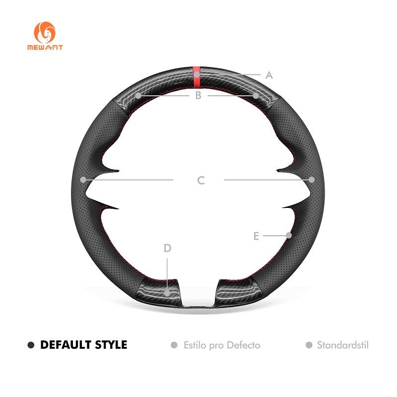 MEWANT Hand Stitch Carbon Fiber Black Leather Suede Car Steering Wheel Cover for Alfa Romeo Giulia Quadrifoglio 2020 - 2022 / Stelvio Quadrifoglio2020 - 2022 - Alcantara, Leather, Carbon Fiber, Easy Install, Non - Slip, Best Steering Wheel Cover