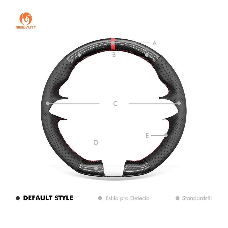 MEWANT Hand Stitch Carbon Fiber Black Leather Suede Car Steering Wheel Cover for Alfa Romeo Giulia Quadrifoglio 2020 - 2022 / Stelvio Quadrifoglio2020 - 2022 - Alcantara, Leather, Carbon Fiber, Easy Install, Non - Slip, Best Steering Wheel Cover