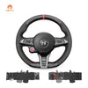MEWANT Hand Stitch Carbon Fiber Black Leather Suede Car Steering Wheel Cover for Alfa Romeo Giulia Quadrifoglio 2020 - 2022 / Stelvio Quadrifoglio2020 - 2022 - Alcantara, Leather, Carbon Fiber, Easy Install, Non - Slip, Best Steering Wheel Cover