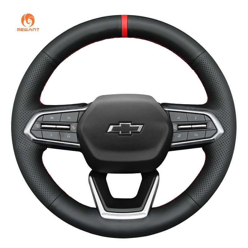 MEWANT Hand Stitch Carbon Fiber Black Leather Suede Car Steering Wheel Cover for Chevrolet Equinox 2025 - Alcantara, Leather, Carbon Fiber, Easy Install, Non - Slip, Best Steering Wheel Cover