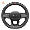 MEWANT Hand Stitch Carbon Fiber Black Leather Suede Car Steering Wheel Cover for Chevrolet Equinox RS 2025 - Alcantara, Leather, Carbon Fiber, Easy Install, Non - Slip, Best Steering Wheel Cover