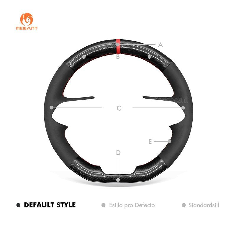MEWANT Hand Stitch Carbon Fiber Black Leather Suede Car Steering Wheel Cover for Chevrolet Equinox RS 2025 - Alcantara, Leather, Carbon Fiber, Easy Install, Non - Slip, Best Steering Wheel Cover