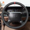 MEWANT Hand Stitch Carbon Fiber Black Leather Suede Car Steering Wheel Cover for Chevrolet Tahoe Silverado 1995 - 1997 - Alcantara, Leather, Carbon Fiber, Easy Install, Non - Slip, Best Steering Wheel Cover