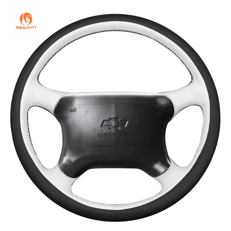 MEWANT Hand Stitch Carbon Fiber Black Leather Suede Car Steering Wheel Cover for Chevrolet Tahoe Silverado 1995 - 1997 - Alcantara, Leather, Carbon Fiber, Easy Install, Non - Slip, Best Steering Wheel Cover