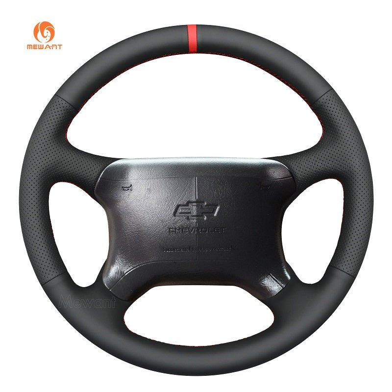 MEWANT Hand Stitch Carbon Fiber Black Leather Suede Car Steering Wheel Cover for Chevrolet Tahoe Silverado 1995 - 1997 - Alcantara, Leather, Carbon Fiber, Easy Install, Non - Slip, Best Steering Wheel Cover