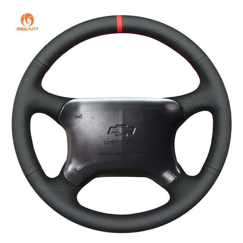 MEWANT Hand Stitch Carbon Fiber Black Leather Suede Car Steering Wheel Cover for Chevrolet Tahoe Silverado 1995 - 1997 - Alcantara, Leather, Carbon Fiber, Easy Install, Non - Slip, Best Steering Wheel Cover