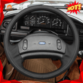 MEWANT Hand Stitch Carbon Fiber Black Leather Suede Car Steering Wheel Cover for Ford F150/F250/F350/Bronco 1992 - 1996 - Alcantara, Leather, Carbon Fiber, Easy Install, Non - Slip, Best Steering Wheel Cover