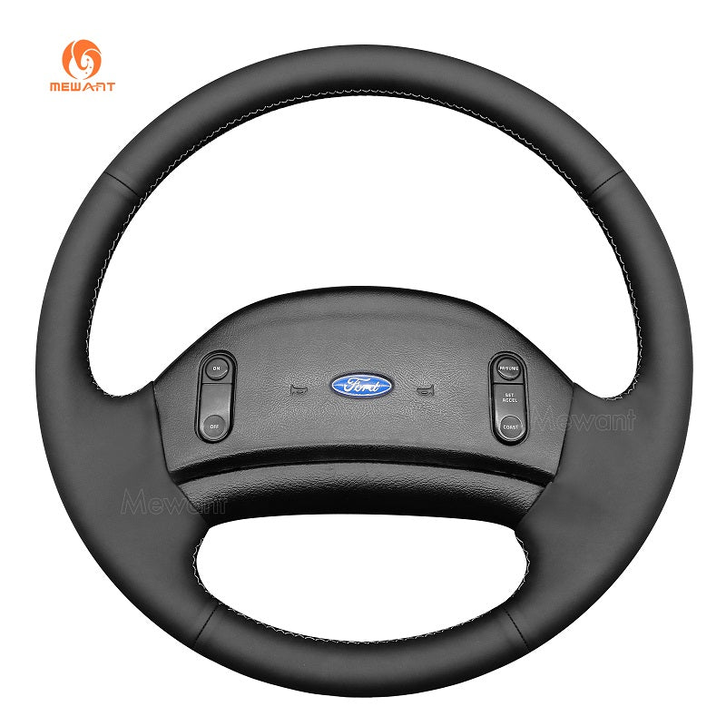 MEWANT Hand Stitch Carbon Fiber Black Leather Suede Car Steering Wheel Cover for Ford F150/F250/F350/Bronco 1992 - 1996 - Alcantara, Leather, Carbon Fiber, Easy Install, Non - Slip, Best Steering Wheel Cover