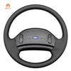 MEWANT Hand Stitch Carbon Fiber Black Leather Suede Car Steering Wheel Cover for Ford F150/F250/F350/Bronco 1992 - 1996 - Alcantara, Leather, Carbon Fiber, Easy Install, Non - Slip, Best Steering Wheel Cover