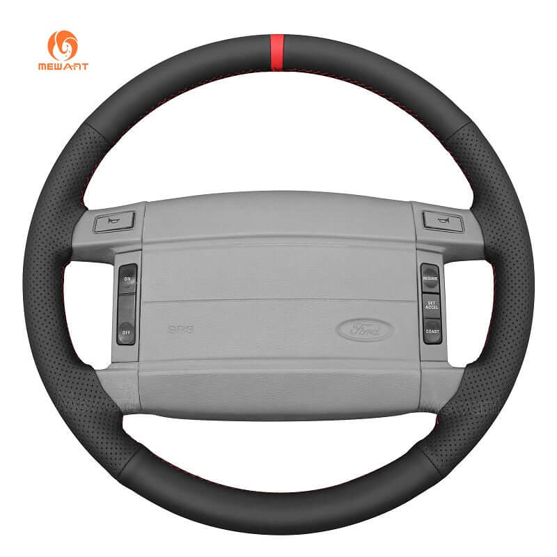 MEWANT Hand Stitch Carbon Fiber Black Leather Suede Car Steering Wheel Cover for Ford Mustang LX GT 1990 - 199 - Alcantara, Leather, Carbon Fiber, Easy Install, Non - Slip, Best Steering Wheel Cover