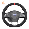 MEWANT Hand Stitch Carbon Fiber Black Leather Suede Car Steering Wheel Cover for Subaru WRX (STI) Levorg 2015 - 2019 - Mewant Cover