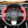 MEWANT Hand Stitch Carbon Fiber Black Leather Suede Car Steering Wheel Cover for Subaru WRX (STI) Levorg 2015 - 2019 - Mewant Cover