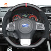 MEWANT Hand Stitch Carbon Fiber Black Leather Suede Car Steering Wheel Cover for Subaru WRX (STI) Levorg 2015 - 2019 - Alcantara, Leather, Carbon Fiber, Easy Install, Non - Slip, Best Steering Wheel Cover