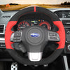 MEWANT Hand Stitch Carbon Fiber Black Leather Suede Car Steering Wheel Cover for Subaru WRX (STI) Levorg 2015 - 2019 - Mewant Cover