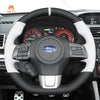 MEWANT Hand Stitch Carbon Fiber Black Leather Suede Car Steering Wheel Cover for Subaru WRX (STI) Levorg 2015 - 2019 - Alcantara, Leather, Carbon Fiber, Easy Install, Non - Slip, Best Steering Wheel Cover