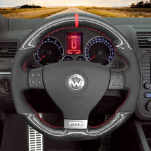 Bild in den Galerie-Viewer laden, MEWANT Hand Stitch Carbon Fiber Suede Car Steering Wheel Cover for Golf GTI 5 (V) / Golf R32 Scirocco / Passat Variant (R - Line) / Tiguan (R - Line) - Mewant Cover
