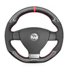 MEWANT Hand Stitch Carbon Fiber Suede Car Steering Wheel Cover for Volkswagen Golf GTI 5 (V) / Golf R32 Scirocco / Passat Variant (R - Line) / Tiguan (R - Line) - Alcantara, Leather, Carbon Fiber, Easy Install, Non - Slip, Best Steering Wheel Cover