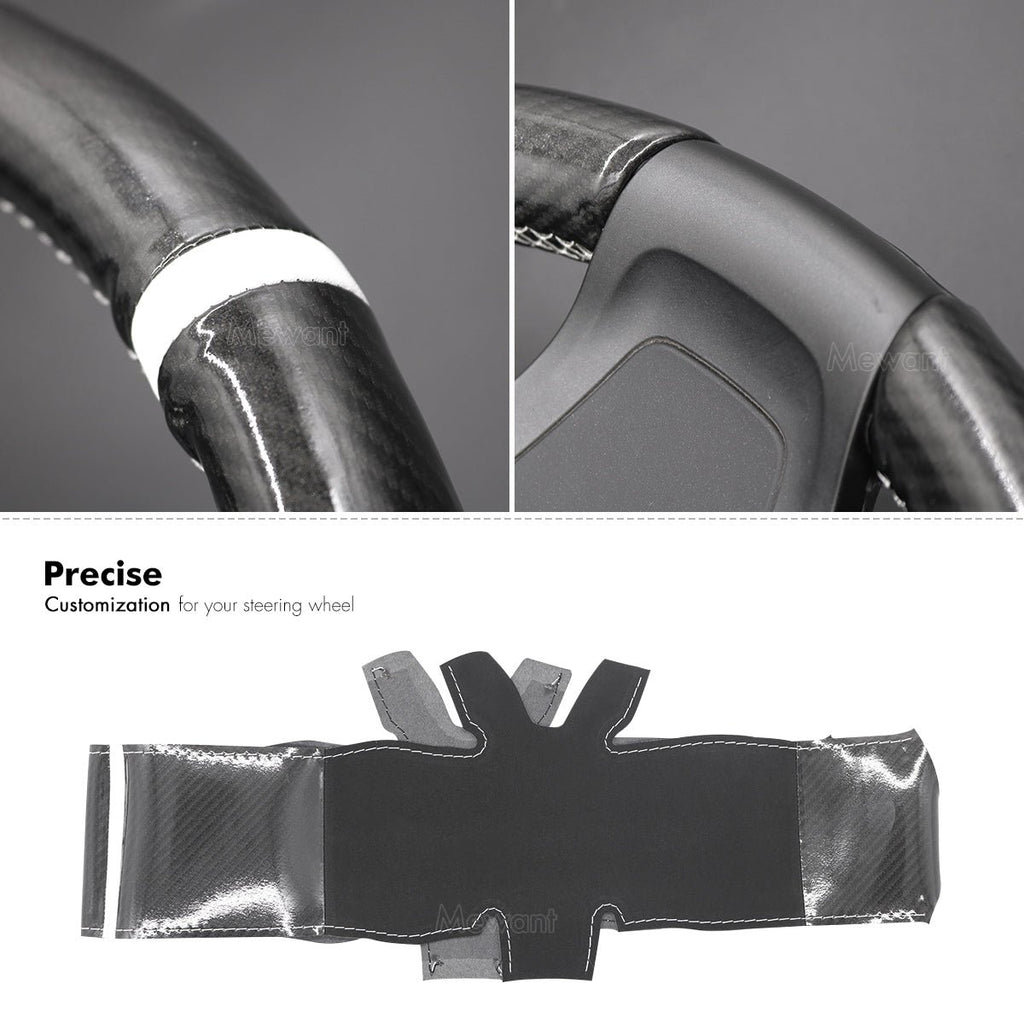 MEWANT Hand Stitch Carbon Fiber Suede Car Steering Wheel Cover for Kia K5 Optima 2014 - 2015 - Alcantara, Leather, Carbon Fiber, Easy Install, Non - Slip, Best Steering Wheel Cover