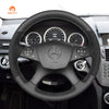 MEWANT Hand Stitch Dark Grey Alcantara Black Suede Car Steering Wheel Cover for Mercedes Benz C - Class W204 2007 - 2011 - Alcantara, Leather, Carbon Fiber, Easy Install, Non - Slip, Best Steering Wheel Cover