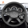 MEWANT Hand Stitch Dark Grey Alcantara Black Suede Car Steering Wheel Cover for Mercedes Benz C - Class W204 2007 - 2011 - Alcantara, Leather, Carbon Fiber, Easy Install, Non - Slip, Best Steering Wheel Cover
