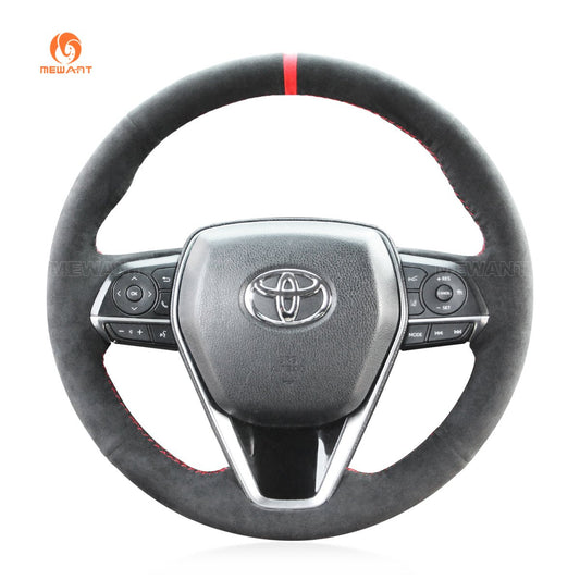 MEWANT Hand Stitch Dark Grey Alcantara Car Steering for Toyota Camry Corolla RAV4 Avalon - Mewant Cover