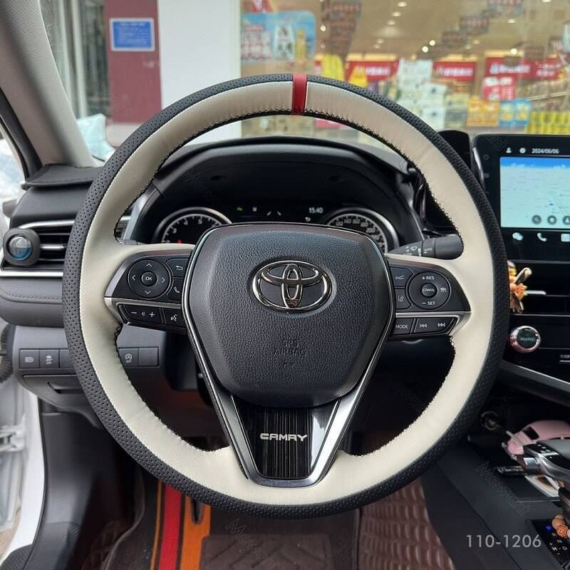 MEWANT Hand Stitch Dark Grey Alcantara Car Steering for Toyota Camry Corolla RAV4 Avalon 2017 - 2024 - Alcantara, Leather, Carbon Fiber, Easy Install, Non - Slip, Best Steering Wheel Cover