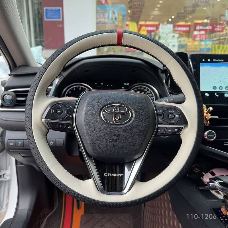 MEWANT Hand Stitch Dark Grey Alcantara Car Steering for Toyota Camry Corolla RAV4 Avalon 2017 - 2024 - Alcantara, Leather, Carbon Fiber, Easy Install, Non - Slip, Best Steering Wheel Cover