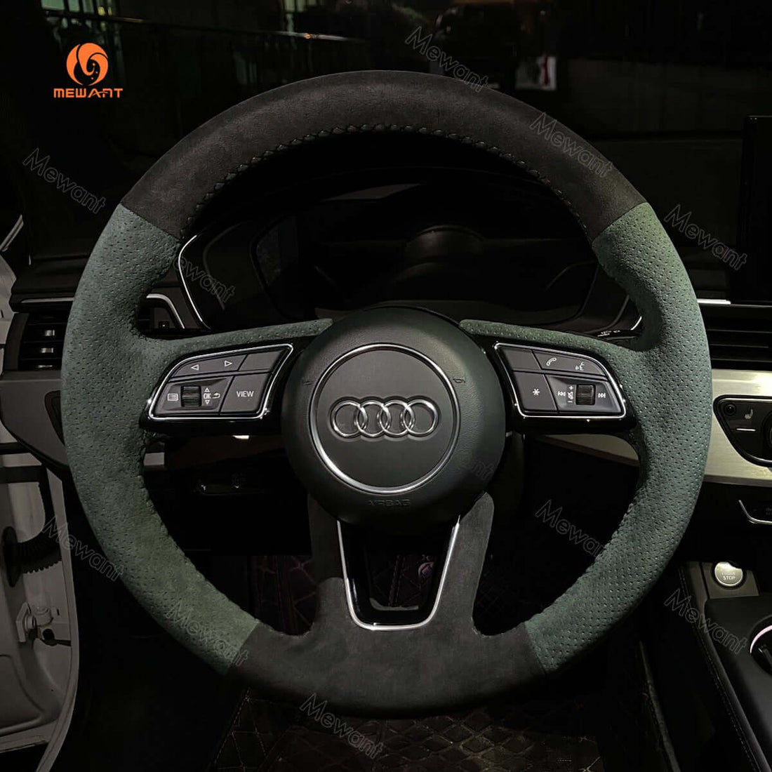 MEWANT Steering Wheel Cover for Audi A1 8X Sportback A3 8V A4 B9 Avant A5 F5 Q2 2017-2019