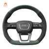 MEWANT Hand Stitch Dark Grey Alcantara Car Steering Wheel Cover for Audi Q3 2018 - 2019 / Q5 SQ5 2017 - 2019 / Q7 SQ7 2015 - 2019 / Q8 SQ8 2018 - 2019 - Mewant Cover